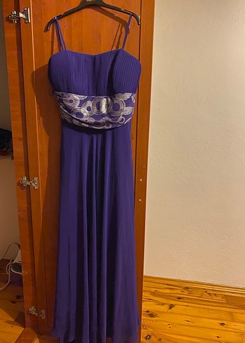 Mor Drapeli Uzun Abiye Elbise - Görsel 3