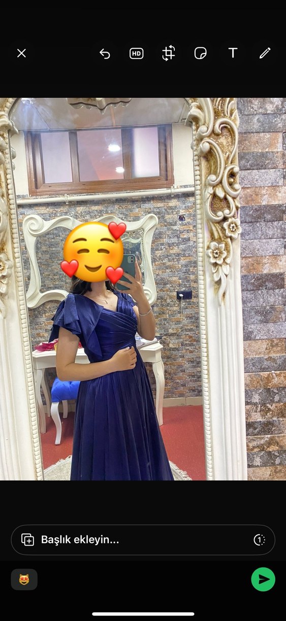 Uzun Mor V Yakalı Gotik Drape Abiye - Görsel 2