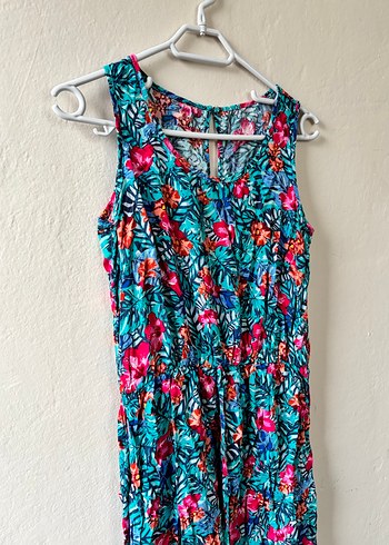 V Yaka Yazlık Uzun Elbise - Görsel 2