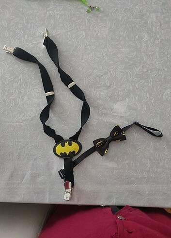  Erkek çocuk batman pantolon askısı ve papyon