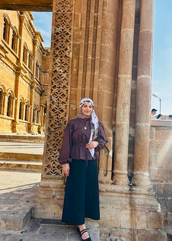 Kahverengi Drapeli Kadın gömlek - Görsel 2