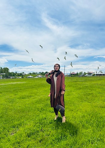 Kemerli Camel Midi Deri Trençkot - Görsel 3