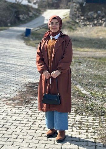 Kemerli Camel Midi Deri Trençkot - Görsel 2