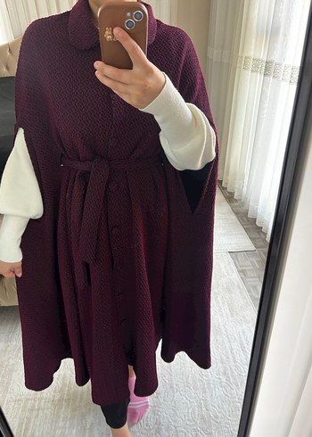 Bordo Kadın panço - Görsel 3