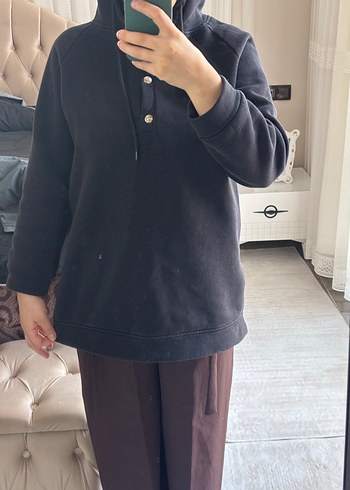 Düğmeli, Polo Yaka Erkek Gri Sweatshirt - Görsel 3