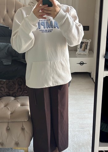 Kahverengi Kuşaklı Kadın Midi Kumaş Pantolon - Görsel 2