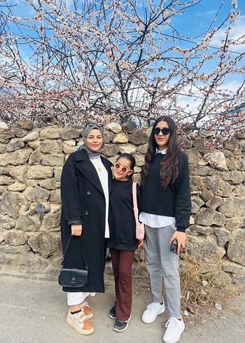 Siyah Uzun Kadın Yün Kaban - Görsel 2