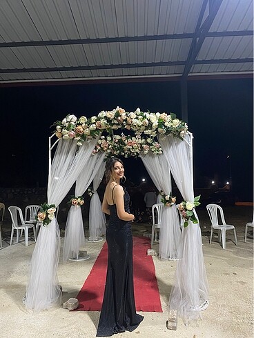 36 Beden Simli Uzun Abiye