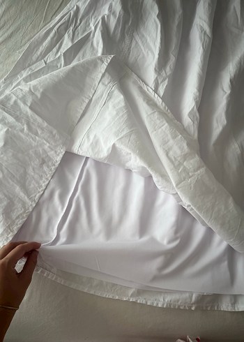 38 Beden Astarlı beyaz poplin etek yumuşak