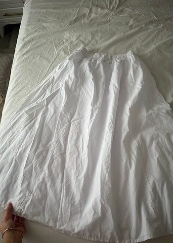 Diğer Astarlı beyaz poplin etek yumuşak