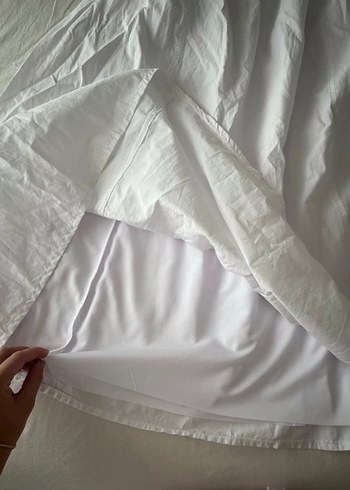 Zara Kadın Beyaz Midi poplin Salaş Etek