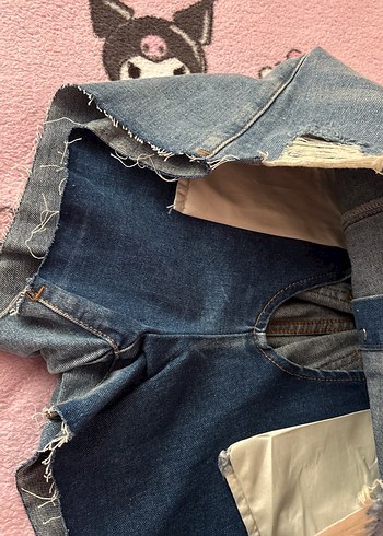 Düğmeli Açık Mavi Denim Mini şort Etek - Görsel 16