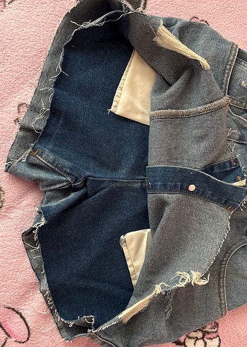 Düğmeli Açık Mavi Denim Mini şort Etek - Görsel 14