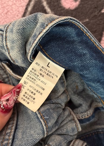Düğmeli Açık Mavi Denim Mini şort Etek - Görsel 20