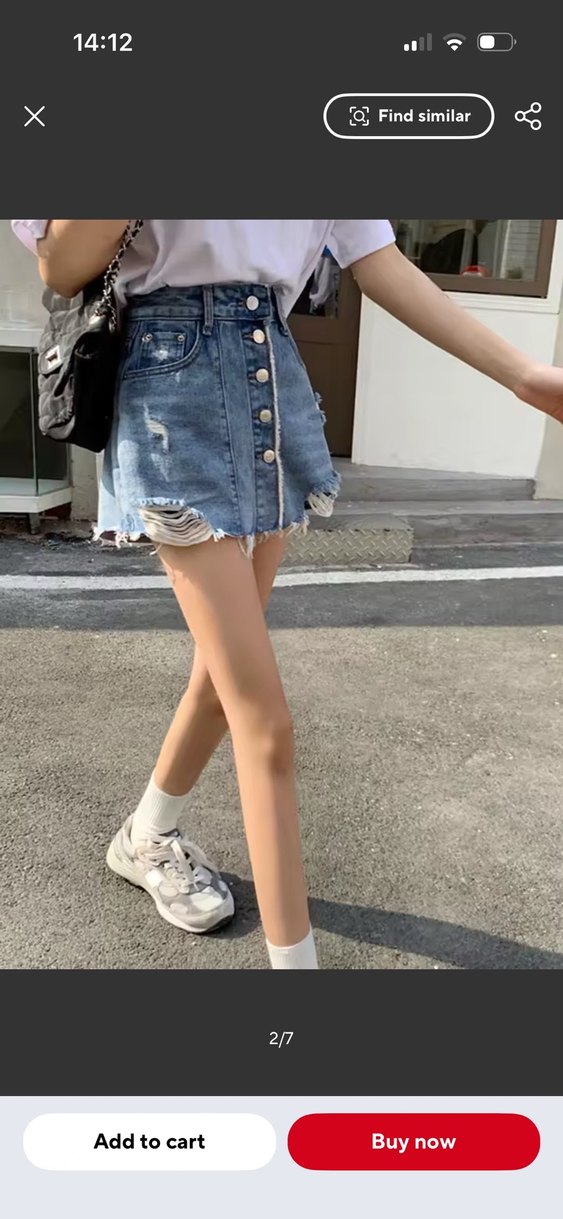 Düğmeli Açık Mavi Denim Mini şort Etek - Görsel 3