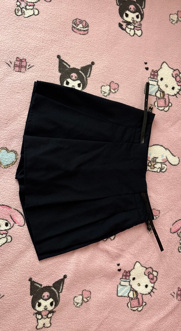Kadın Siyah Kemerli Mini şort Etek - Görsel 2