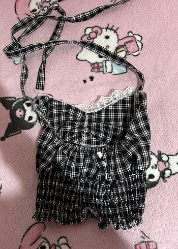 Dantelli Kareli Straplez Bustiyer - Görsel 14