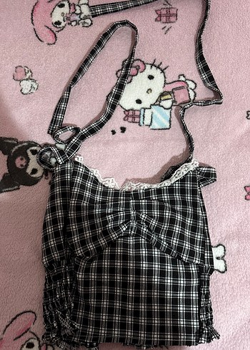 Dantelli Kareli Straplez Bustiyer - Görsel 12