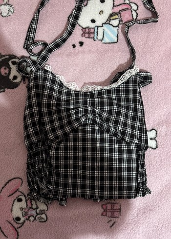 Dantelli Kareli Straplez Bustiyer - Görsel 9