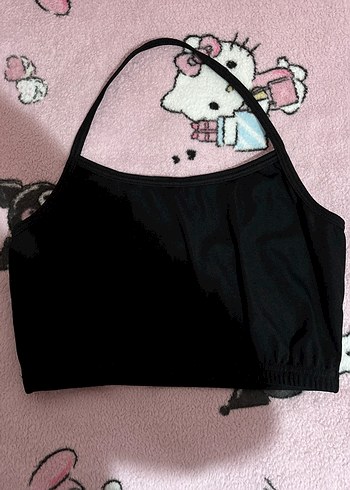 siyah boyundan geçirmeli üst - Görsel 4