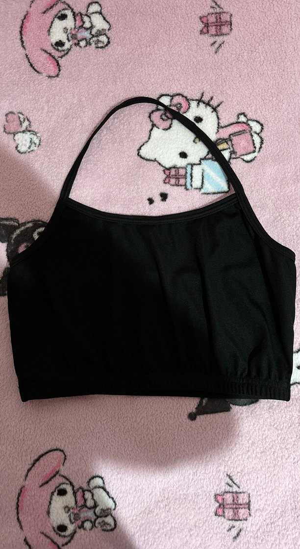 siyah boyundan geçirmeli üst - Görsel 4