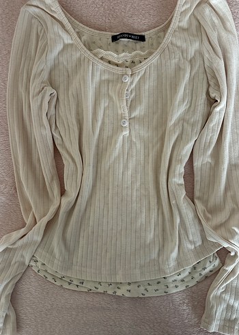 dollette coquette Bej Düğmeli Uzun Kollu Kadın Bluz - Görsel 2