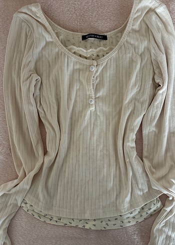 dollette coquette Bej Düğmeli Uzun Kollu Kadın Bluz - Görsel 4