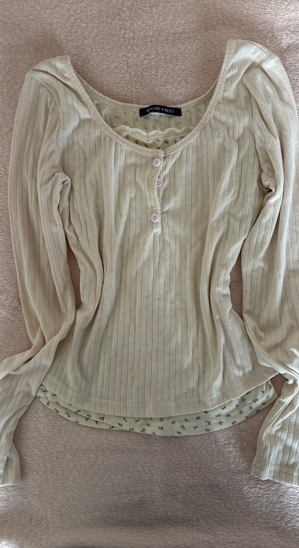 dollette coquette Bej Düğmeli Uzun Kollu Kadın Bluz - Görsel 2