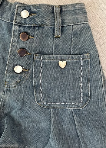 xs Beden mavi Renk Düğmeli Gri Kadın Mini Denim Şort Y2K kawaii
