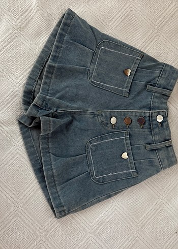 Düğmeli Gri Kadın Mini Denim Şort Y2K kawaii