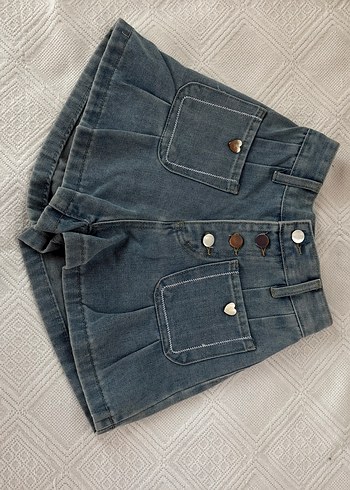 Bershka Düğmeli Gri Kadın Mini Denim Şort Y2K kawaii