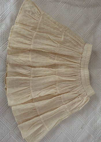 xs Beden camel Renk Nakışlı Bej Volanlı Pamuk Mini Etek vintage