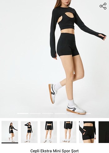 Siyah Mini Fit spor şort Tayt - Görsel 7