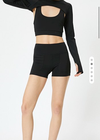 Siyah Mini Fit spor şort Tayt - Görsel 2