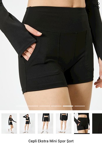 Siyah Mini Fit spor şort Tayt - Görsel 9