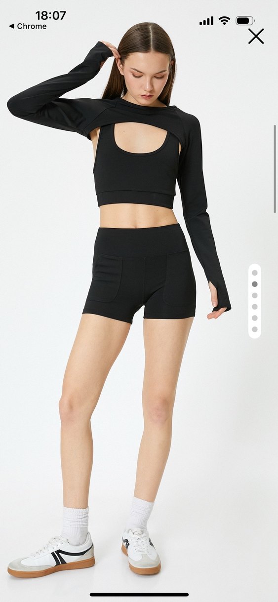 Siyah Mini Fit spor şort Tayt - Görsel 2