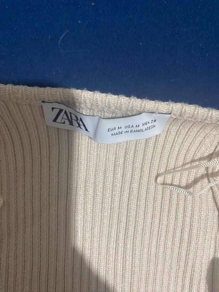 Zara Beyaz Triko Uzun Kollu Kadın Kazak - Görsel 2