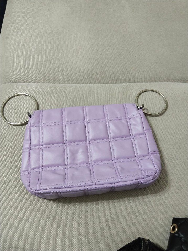 Mor Kareli Tokalı Kadın Çanta - Görsel 2