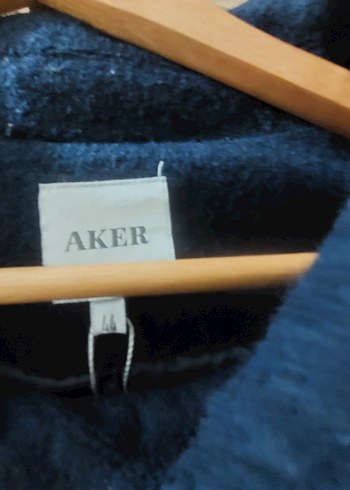 Lacivert Yüksek Yakalı Drapeli  Kabanı - Görsel 3