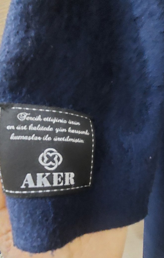 Lacivert Yüksek Yakalı Drapeli  Kabanı - Görsel 4