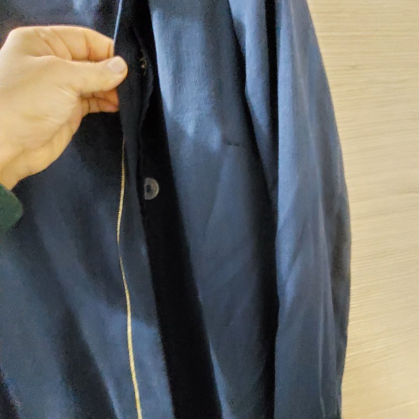 Düğmeli Mavi Uzun Hamile Kabanı - Görsel 3