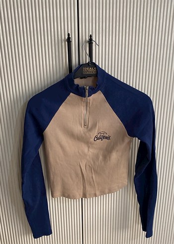 Kadın Lacivert Gri Fermuarlı Sweatshirt