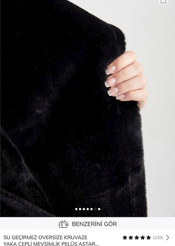 Peluş Astarlı Siyah Deri Kadın Ceket - Görsel 5