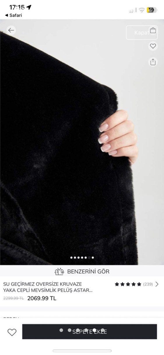 Peluş Astarlı Siyah Deri Kadın Ceket - Görsel 5