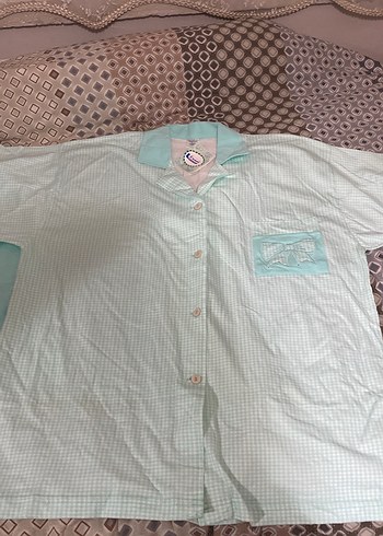 Turkuaz Mini Kısa Kollu Rahat Pijama Takımı - Görsel 5