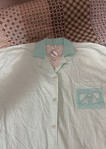 Turkuaz Mini Kısa Kollu Rahat Pijama Takımı - Görsel 4