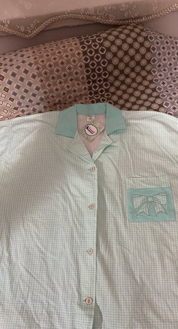 Turkuaz Mini Kısa Kollu Rahat Pijama Takımı - Görsel 4