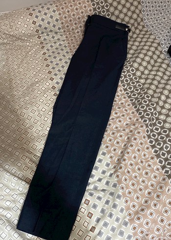 Düğmeli Lacivert Kadın Kumaş Pantolon - Görsel 2