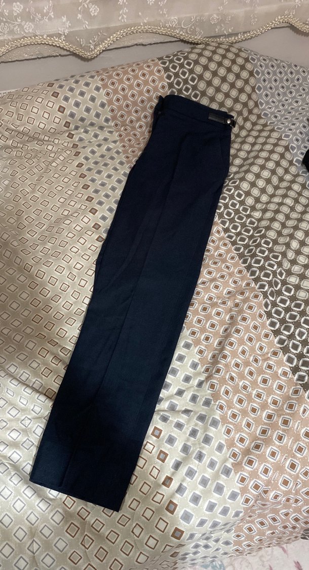 Düğmeli Lacivert Kadın Kumaş Pantolon - Görsel 2