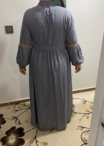 Bohem Gri Uzun Kollu Elbise - Görsel 3